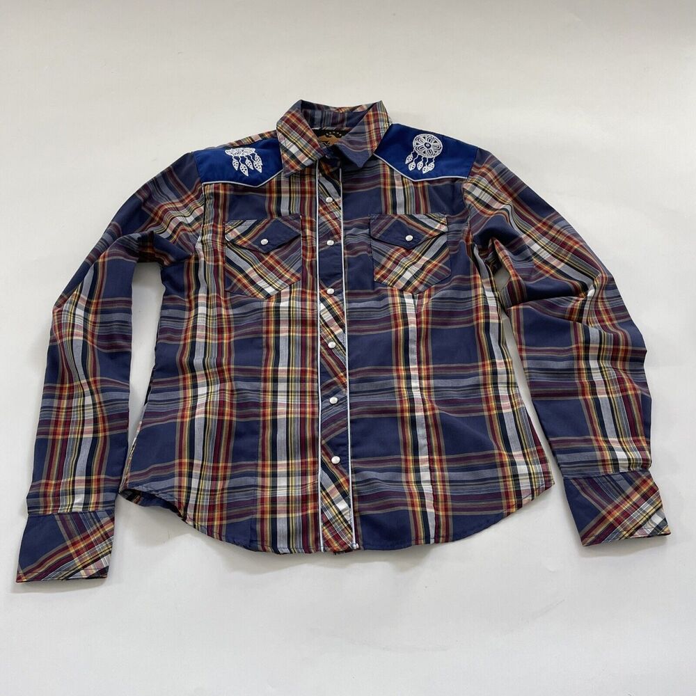 El General Cowgirl Shirt Rodeo Pearl Snap Button Tribal Embroidery Western‎